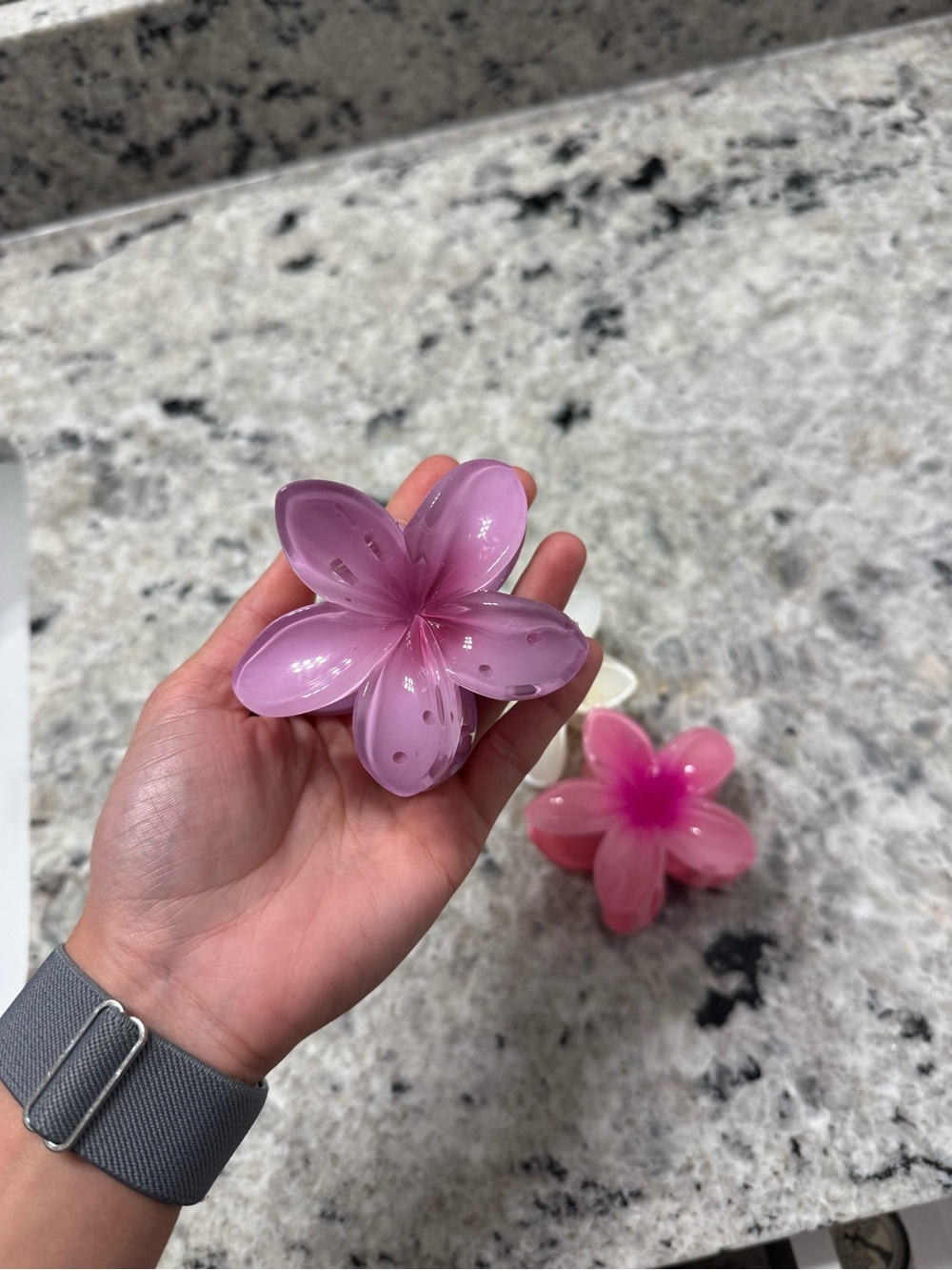 Set of 3 Floral Hair Clips - White, Pink & Lavender - Picture 2 of 2
